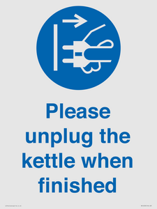 Please unplug the kettle when finished